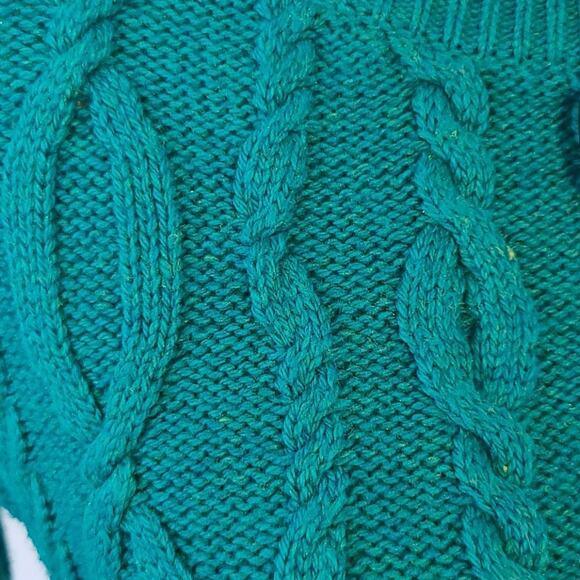 LOFT Sweater Women's XS Turquoise Cable Knit Wool Blend Preppy Career NEW - Picture 4 of 7